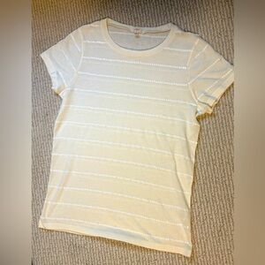 JCrew Cream Sequin T-shirt